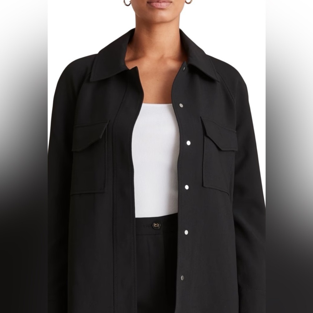 Blazer negro Preview Collection Petites botón frontal talla 8P
